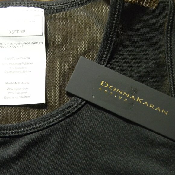 Donna Karan Active Tank Sleeveless Black Mesh Athletic Workout Running NW - Picture 4 of 13